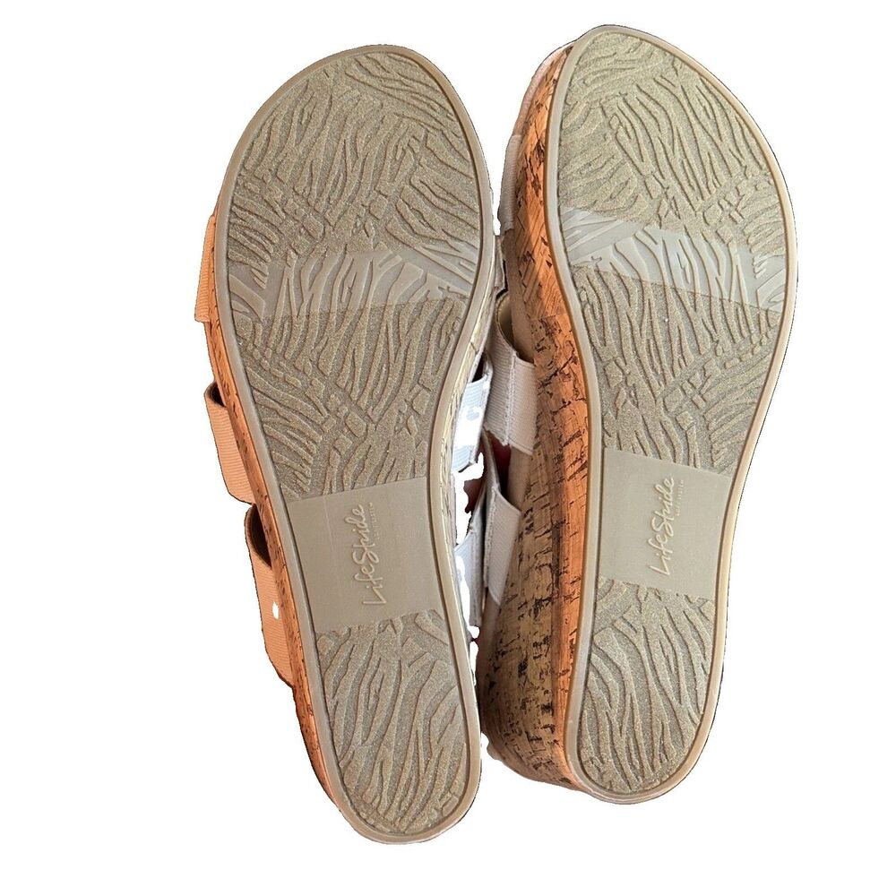LifeStride Darby Wedge Sandals 10W Color Bone New In Box - Picture 4 of 5